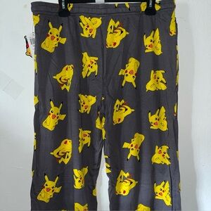 Pokemon Mens Large Gray Knit Pikachu Lounge Pants Sleep Pants Pajama Bottoms New